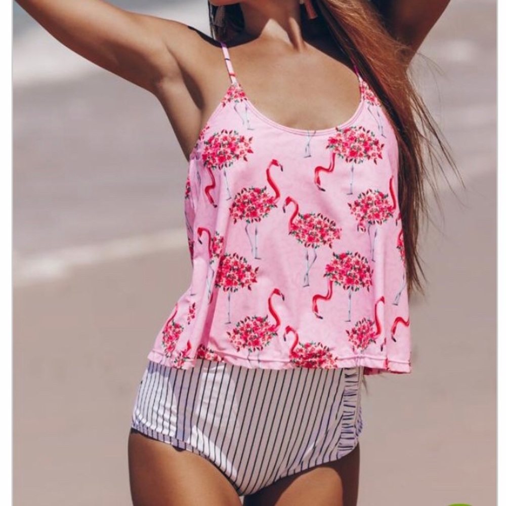 PINK FLAMINGO 2 PIECE TANKIE SET *NEW*